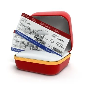 Boarding pass air tocket in gift box. Stock Illustration