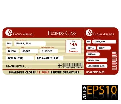 Boarding Pass Business Class Illustration