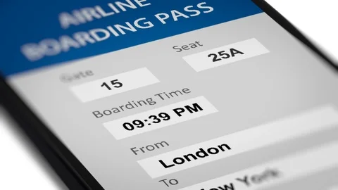 Boarding Pass With Count Up Timer on Smart Phone Screen Stock Footage 118996309