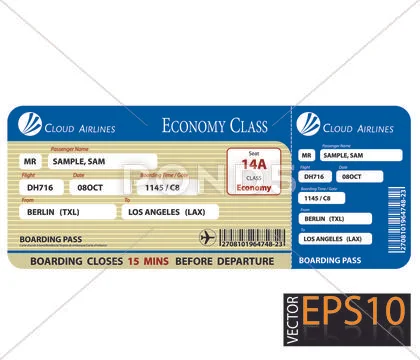 Boarding Pass Economy Class Stock Illustration