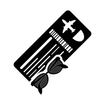 Boarding pass or ticket and sunglasses icon Stock-Illustration