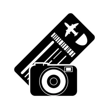 Boarding pass or ticket and camera  icon Stock-Illustration