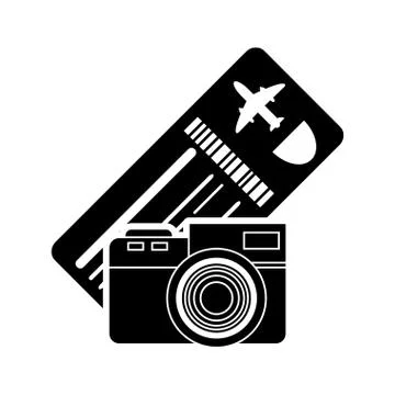 Boarding pass or ticket and camera  icon Stock-Illustration