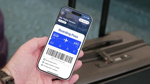 Boarding Pass Smartphone App, Digital Screen Ticket Travel Pass Technology Stock Footage 295312135