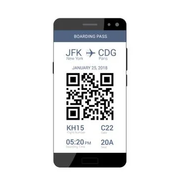 Boarding pass on smartphone Stockillustratie