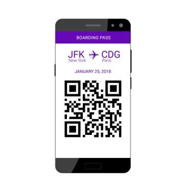 Boarding pass on smartphone Stock Illustration