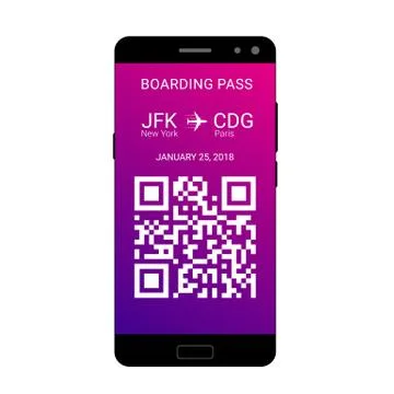 Boarding pass on smartphone Illustrazione stock