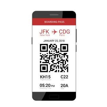 Boarding pass on smartphone Illustrazione stock