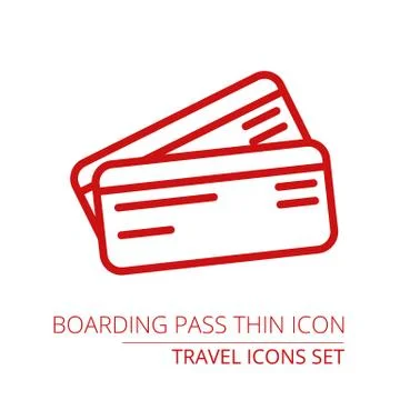 Boarding pass thin icon Stock Illustration