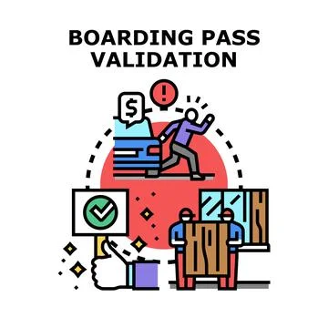 Boarding pass validation procedure for travel control Stock Illustration