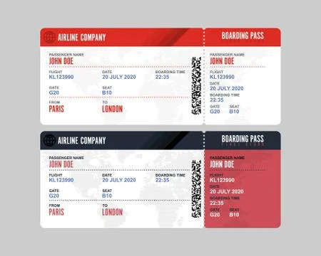 Boarding pass vector illustration isolated on white background Stock Illustration