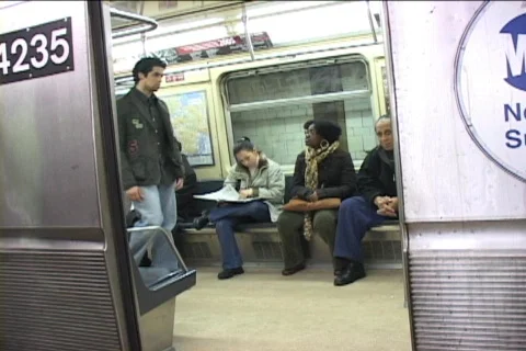 BOARDING SUBWAY TRAIN Video stock 154326