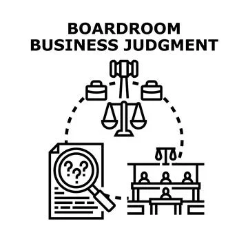 Boardroom business judgment concept presenting legal decisions, corporate gov Illustrazione stock