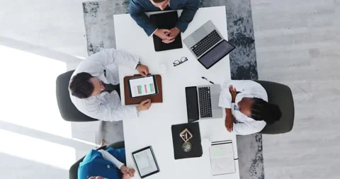 Boardroom, doctors and people with tech, healthcare and budget for treatment Stock Footage 321327292