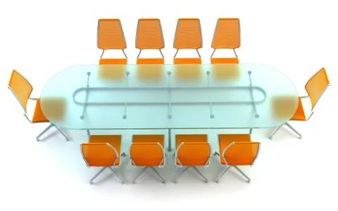Boardroom with table and chairs Stock Illustration