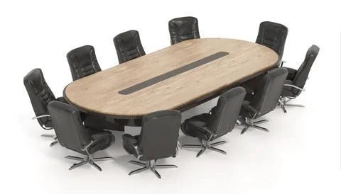 Boardroom table isolated on white background. 3D illustration Stock Illustration