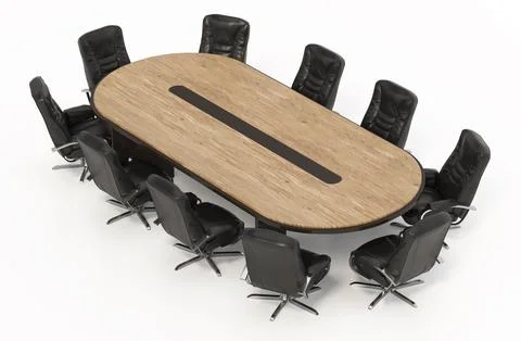Boardroom table isolated on white background. 3D illustration Stock Illustration