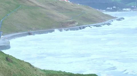 Boardwalk battered by Rough Seas Video stock 10758882