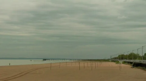 Boardwalk beach empty 2 Stock Footage 160200