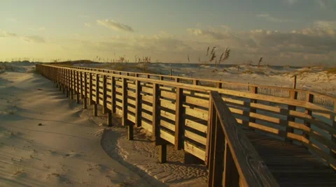 Boardwalk on beach Stock Footage 55571366