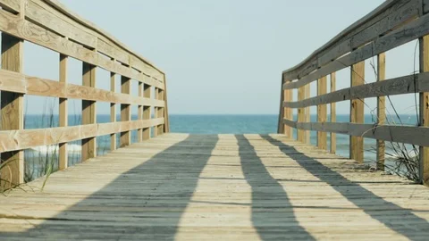 Boardwalk at the beach 스톡 동영상 114456452