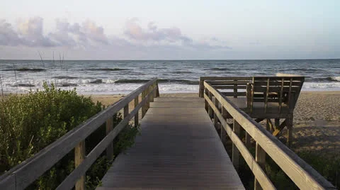 Boardwalk to the Beach Loop Stock Footage 25855926