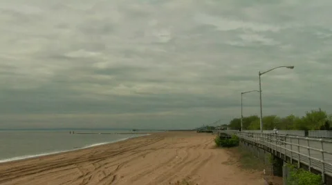 Boardwalk empty beach 2 Stock Footage 160180