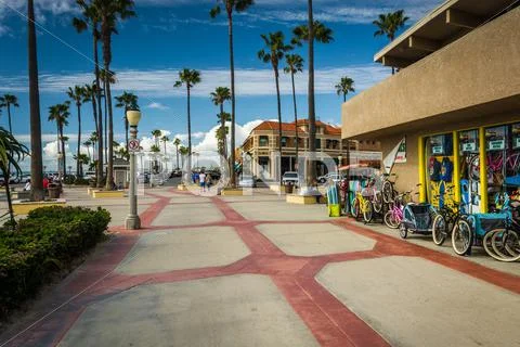 The boardwalk in Newport Beach, California. Stock Photos