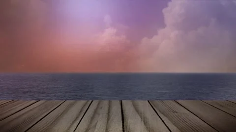 Boardwalk on the Ocean with Cloudy Sky 4K Loop Stock Footage 148447941