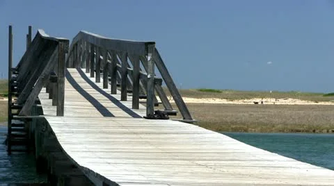 Boardwalk over marsh 2 Stock Footage
