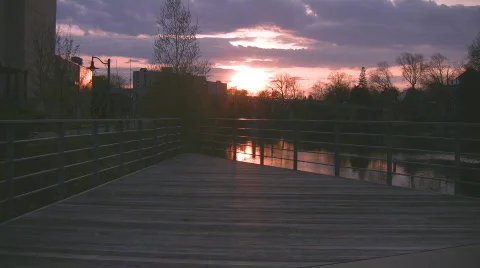 Boardwalk at sunset Stock Footage 415506