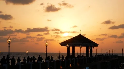 Boardwalk on Sunset Stock Footage 87596804