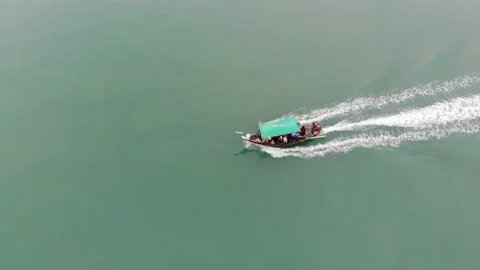 Boat from aa bird point of view Stock Footage 194445874