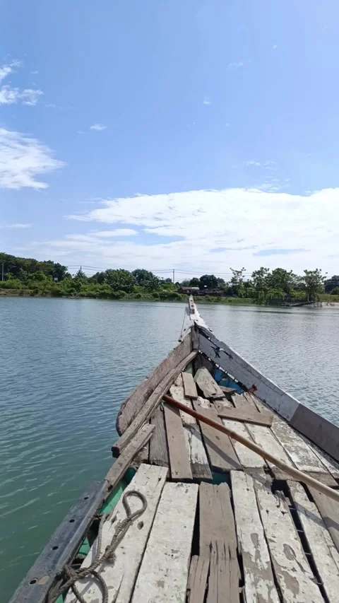 Boat across the river Stock Footage 245902267