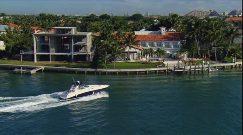 Boat Aerial in Key Biscayne1 Stock Footage 28805292