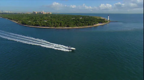 Boat Aerial in Key Biscayne2 Stock Footage 28805550