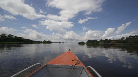 Boat in the Amazon River Video stock 88415948
