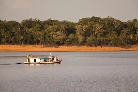 Boat on Amazon river Stock Photos