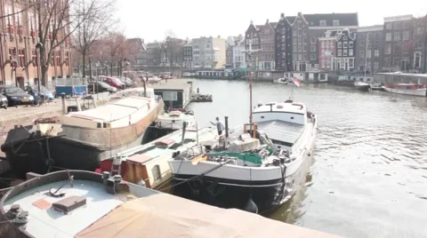 Boat on the Amstel Stock Footage 57110454