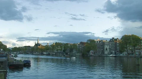 A boat  in Amsterdam Stock Footage 33980460
