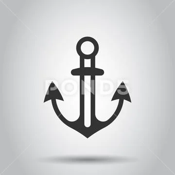 Boat anchor icon in flat style. Vessel hook vector illustration on white  isol ~ Clip Art #141035699