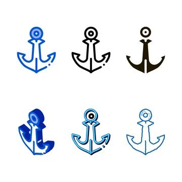 Boat anchor icon vector outline variations イラスト素材