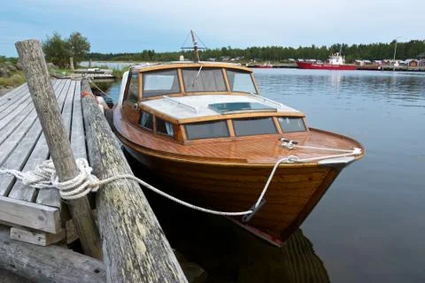 Boat at anchor in Replot pier Stock Photos