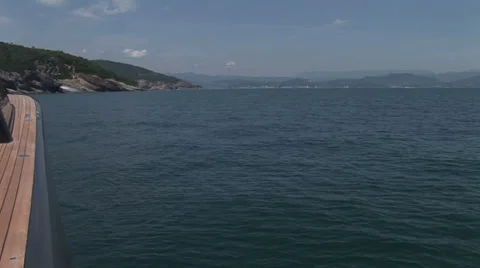 Boat anchored close to the coast Stock Footage 37746592
