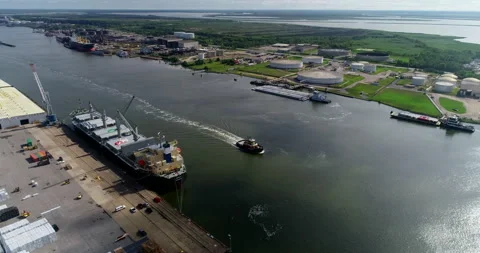 Boat and barge on the Mobile river Stock Footage 201283330