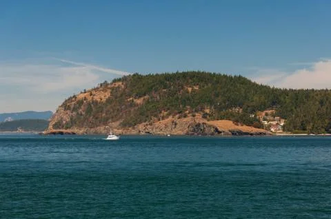 Boat and beautiful hill Stock Photos