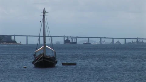 The Boat and the Bridge Stock Footage 314850747