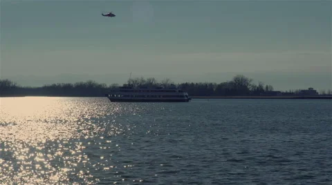 Boat and helicopter Stock Footage 45388182