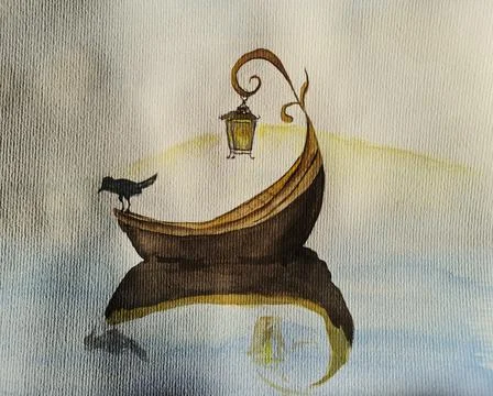 A boat and a lantern Stock Illustration