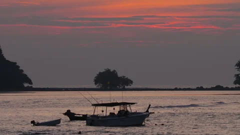 Boat and picturesque sunset Stock Footage 294621953